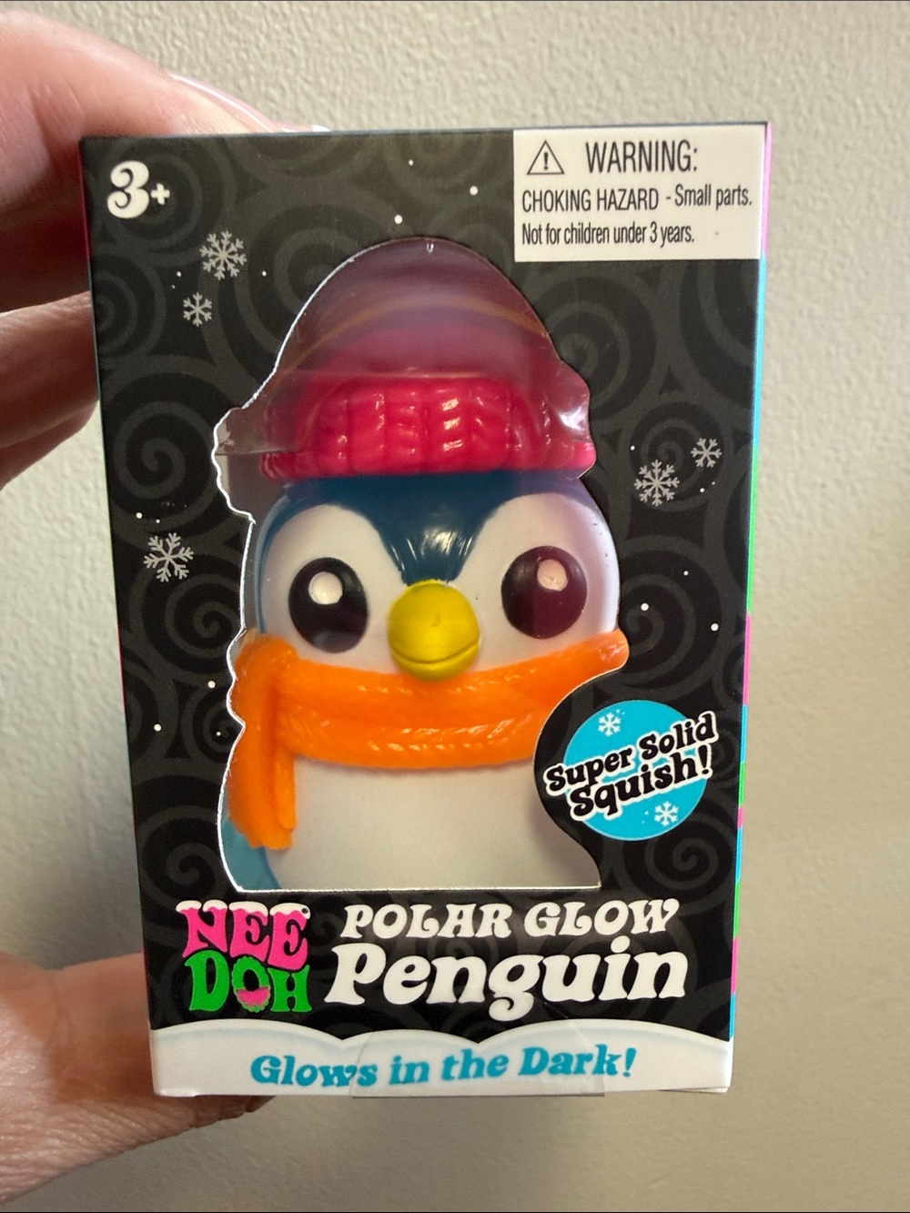 Polar Glow Penguin Needoh Blue with Pink Hat